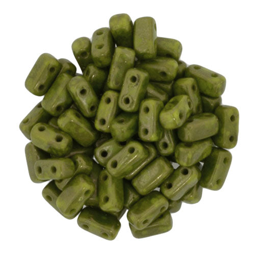 Czechmate Bricks, Opaque Olive Moon Dust, 50 pcs