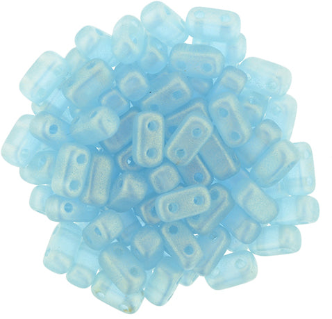 Czechmate Bricks, Sueded Gold Aquamarine, 50 pcs