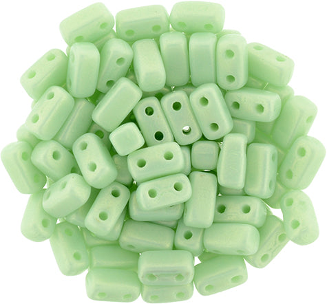 Czechmate Bricks, Sueded Gold Op Pale Turquoise, 50 pcs