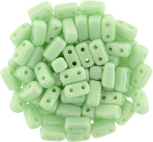 Czechmate Bricks, Sueded Gold Op Pale Turquoise, 50 pcs