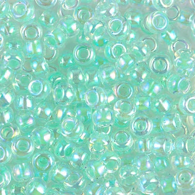 Miyuki 6 Round Seed Bead, 6-271, Light Mint Green Lined Crystal AB, 10 grams