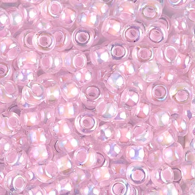 Miyuki 6 Round Seed Bead, 6-272, Pink Lined Crystal AB, 10 grams