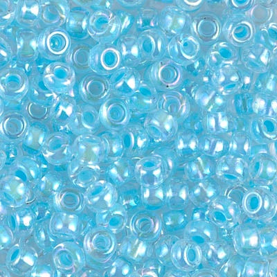 Miyuki 6 Round Seed Bead, 6-278, Aqua Lined Crystal AB, 10 grams