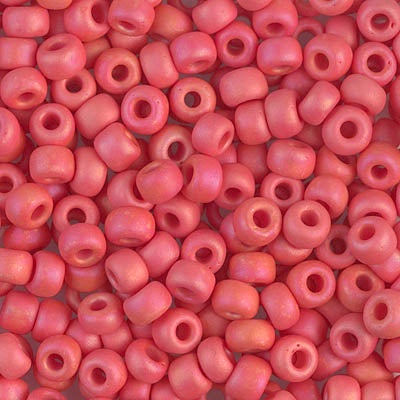 Miyuki Size 6 Round Seed Bead, Matte Opaque Vermillion Red AB, 6-407FR, 10 grams