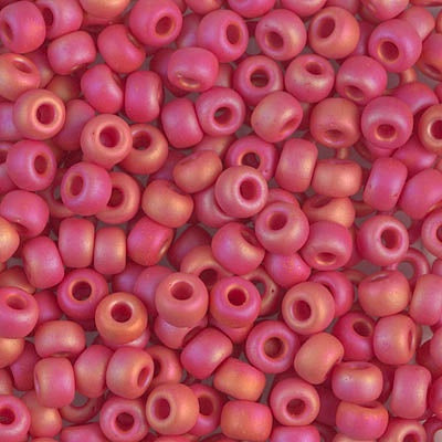 Miyuki Size 6 Round Seed Bead, Matte Opaque Red AB, 6-408FR, 10 grams