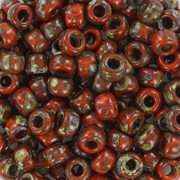 Miyuki 6 Round Seed Bead, 6-4520, Opaque Orange Picasso, 10 grams