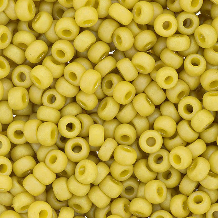 6/0 Miyuki Seed Beads, Matte Opaque Glazed Citron AB, 6-4692, 10 grams