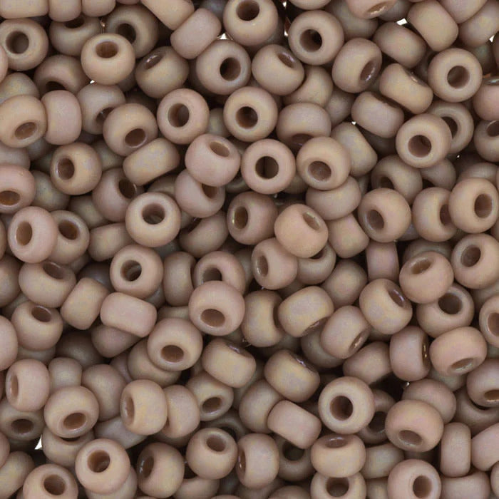 6/0 Miyuki Seed Beads, Matte Opaque Glazed Beige AB, 6-4694, 10 grams
