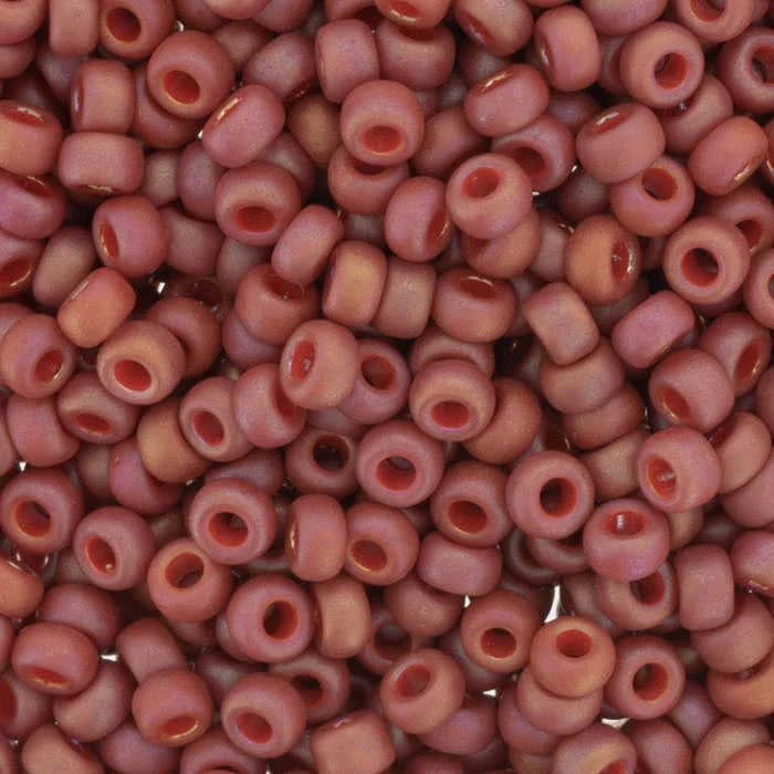 6/0 Miyuki Seed Beads, Matte Opaque Glazed Carnelian AB, 6-4695, 10 grams