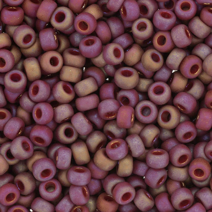 6/0 Miyuki Seed Beads, Matte Opaque Glazed Trillium Red AB, 6-4696, 10 grams
