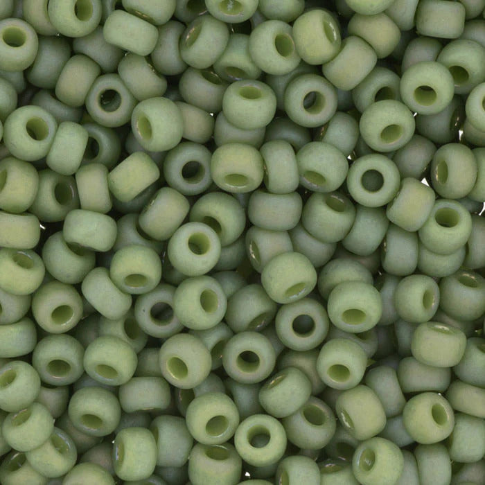 6/0 Miyuki Seed Beads, Matte Opaque Glazed Pistachio AB, 6-4698, 10 grams