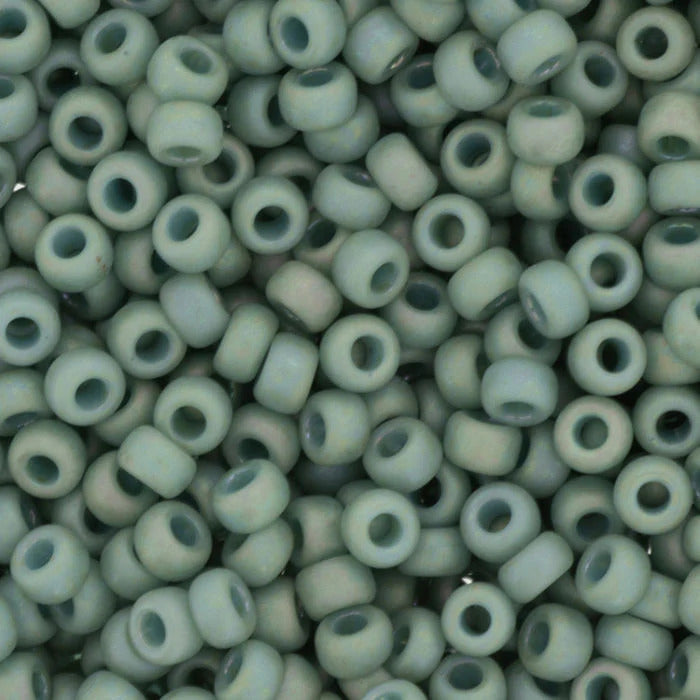 6/0 Miyuki Seed Beads, Matte Op Glazed Sea Opal AB, 10 grams