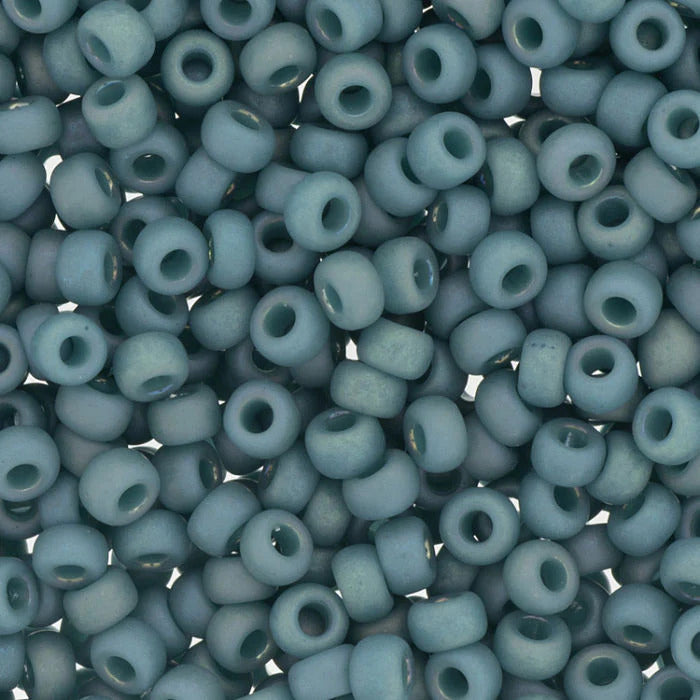 6/0 Miyuki Seed Beads, Matte Opaque Glazed Nile Blue AB, 6-4702, 10 grams