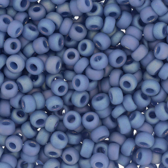 6/0 Miyuki Seed Beads, Matte Opaque Glazed Mermaid Blue AB, 6-4704, 10 grams