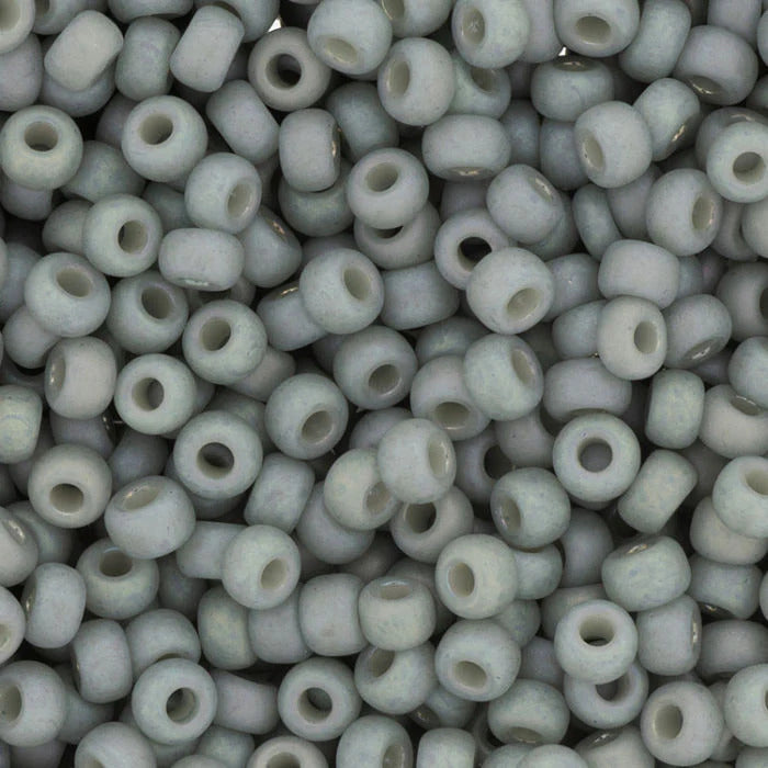 6/0 Miyuki Seed Beads, Matte Opaque Glazed Shark Fin AB, 6-4705, 10 grams