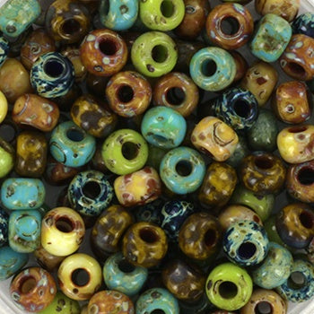 Miyuki 6 Round Seed Bead, Mix - Opaque Picasso Nature, 22 grams