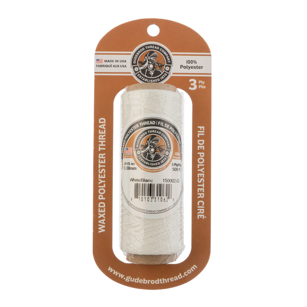 Gudebrod Waxed Thread 3ply Made In USA 500ft (152.4m) Spool 0.38mm (0.