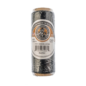 Gudebrod Waxed Thread 3ply Made In USA 500ft (152.4m) Spool 0.38mm (0.015in), Black