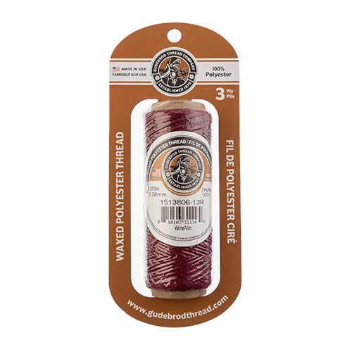 Gudebrod Waxed Thread 3ply Made In USA 500ft (152.4m) Spool 0.38mm (0.