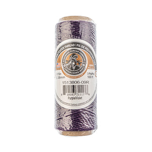 Gudebrod Waxed Thread 3ply Made In USA 500ft (152.4m) Spool 0.38mm (0.015in), Purple