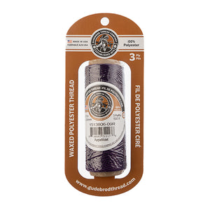 Gudebrod Waxed Thread 3ply Made In USA 500ft (152.4m) Spool 0.38mm (0.015in), Purple