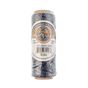 Gudebrod Waxed Thread 3ply Made In USA 500ft (152.4m) Spool 0.38mm (0.015in), Blue