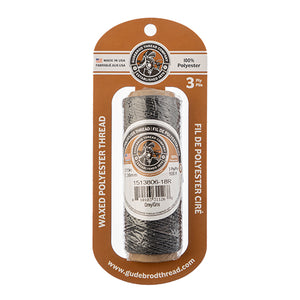 Gudebrod Waxed Thread 3ply Made In USA 500ft (152.4m) Spool 0.38mm (0.015in), Grey