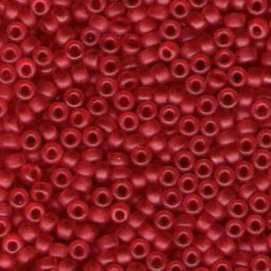 Miyuki 8 Round Seed Bead, 8-140F, Matte Transparent Red Orange, 10 grams