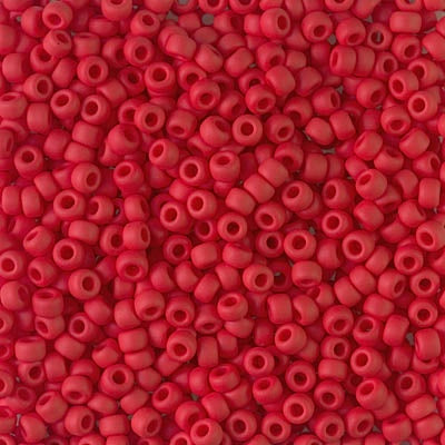 Miyuki 8 Round Seed Bead, 8-0408F, Opaque Matte Red, 10 grams