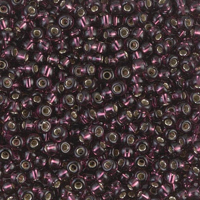 Miyuki 8 Round Seed Bead, Silverlined Dark Smoky Amethyst, #13, 10 grams