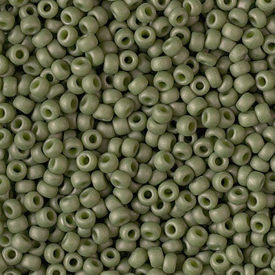 Miyuki Size 8 Round Seed Bead, Matte Opaque Olive, 8-2318, 10 grams