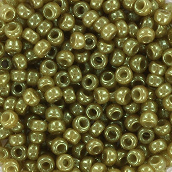 Miyuki 8 Round Seed Bead, 8-2374, Light Olive Green Alabaster Luster, 10 grams