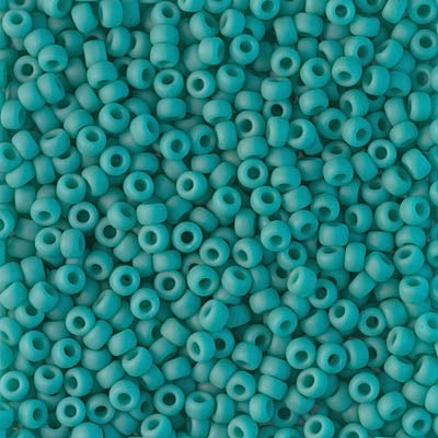 Miyuki 8 Round Seed Bead, 8-0412F, Matte Opaque Turquoise Green, 10 grams