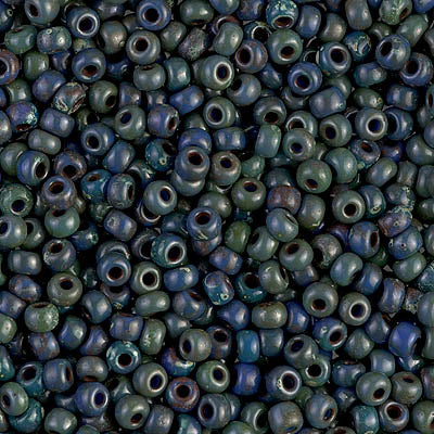 Miyuki 8 Round Seed Bead, 8-4516, Opaque Dark Teal Picasso, 10 grams, 10 grams