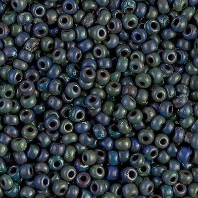Miyuki 8 Round Seed Bead, 8-4516, Opaque Dark Teal Picasso, 10 grams,