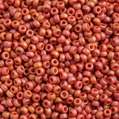 Miyuki 8 Round Seed Bead, 8-4695, Matte Opaque Glazed Carnelian AB, 10 grams