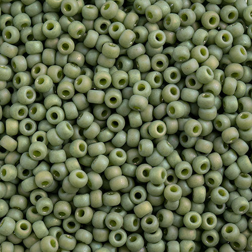 Miyuki 8 Round Seed Bead, 8-4698, Matte Opaque Glazed Pistachio AB, 10 grams