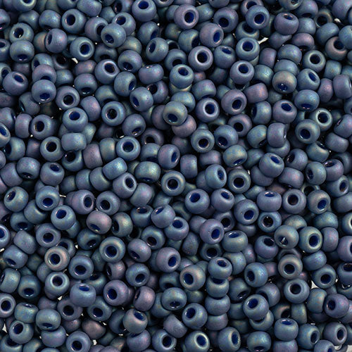 Miyuki 8 Round Seed Bead, 8-4703, Matte Opaque Glazed Batberry AB, 10 grams