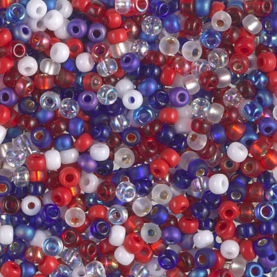 Miyuki 8 Round Seed Bead, Mix - Fourth of July, 22 grams