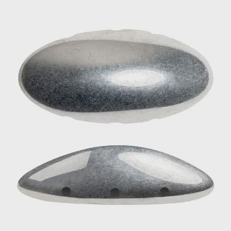 Athos Par Puca 3-Hole Oval Czech Glass Cabochon, Silver, 2 pieces