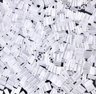 Miyuki 3mm (#1) Bugle Beads, Matte Transparent Crystal , BGL1-131F, 8.5 grams