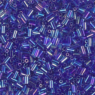 Miyuki 3mm (#1) Bugle Beads, Cobalt Lined Sapphire AB , BGL1-353, 8.5 grams