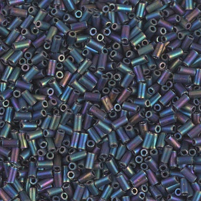 Miyuki 3mm (#1) Bugle Beads, Matte Black AB , BGL1-401FR, 8.5 grams
