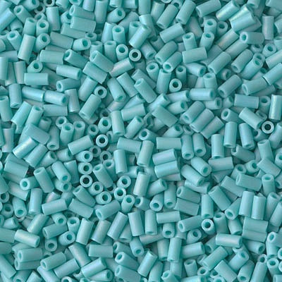 Miyuki 3mm (#1) Bugle Beads, Matte Opaque Turquoise Green AB , BGL1-412FR, 8.5 grams