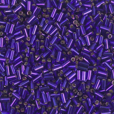 Miyuki 3mm (#1) Bugle Beads, Dyed Silver Lined Dark Violet , BGL1-1427, 8.5 grams
