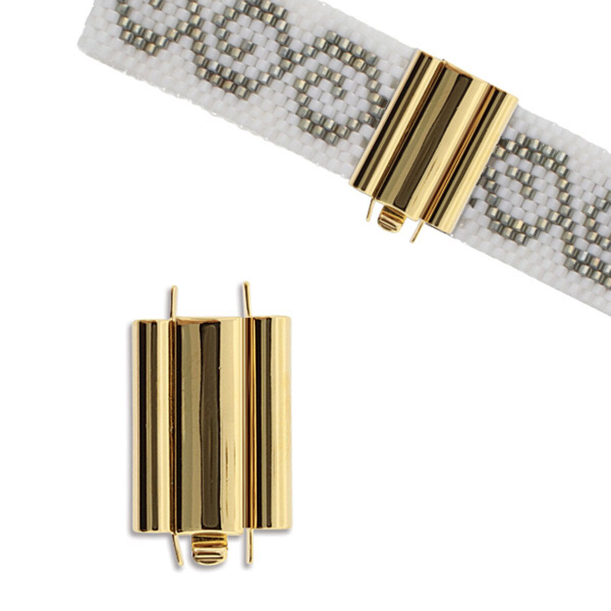 Beadslide Clasp Smooth Plain 10 X 18mm Gold Plated, 1 piece