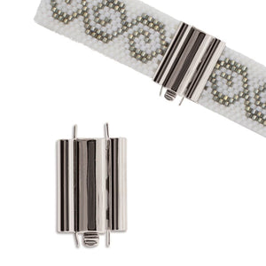 Beadslide Clasp Smooth Plain 10 X 18mm Silver Plated, 1 piece