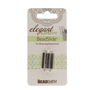 Beadslide Clasp Smooth Plain 10 X 18mm Silver Plated, 1 piece