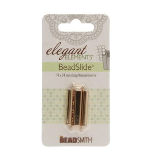 Beadslide Clasp Smooth Plain 10 X 24mm Gold Plated, 1 piece