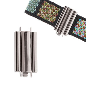 Beadslide Clasp Smooth Plain 10 X 24mm Silver Plated, 1 piece